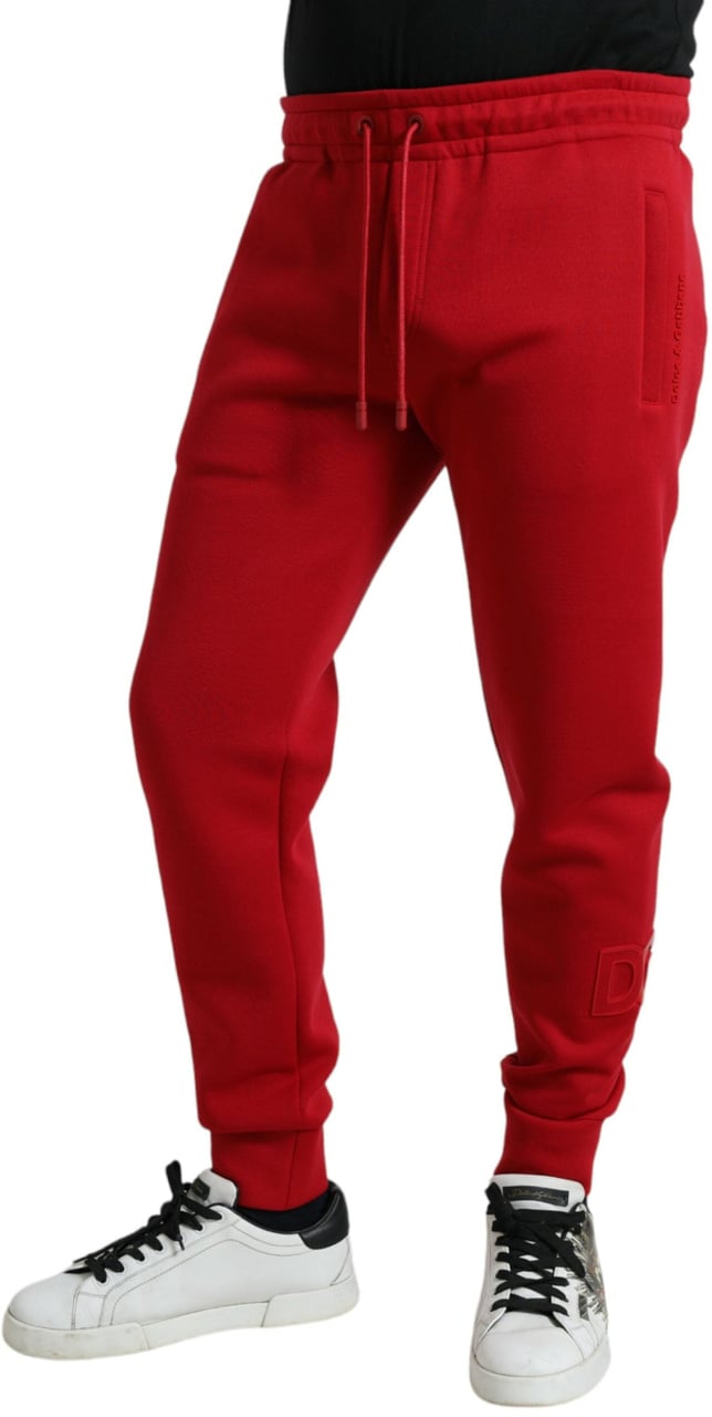 Dolce & Gabbana Red Cotton Blend Skinny Jogger Pants Rood