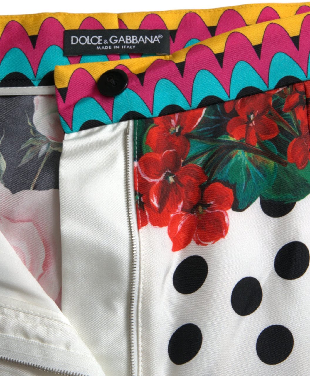 Dolce & Gabbana Multicolor Floral Polka Dot Hot Pants Shorts Divers