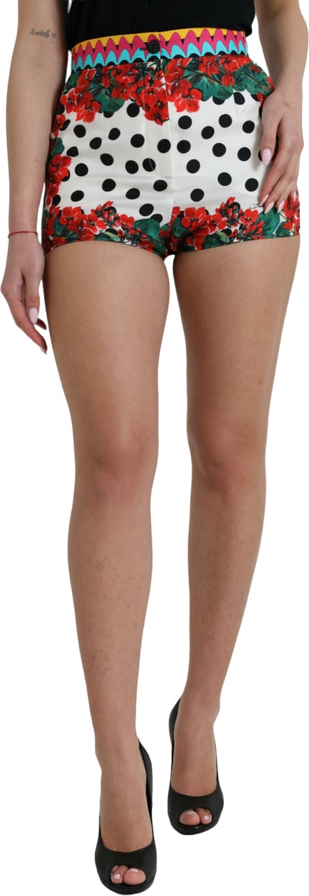 Dolce & Gabbana Multicolor Floral Polka Dot Hot Pants Shorts Divers
