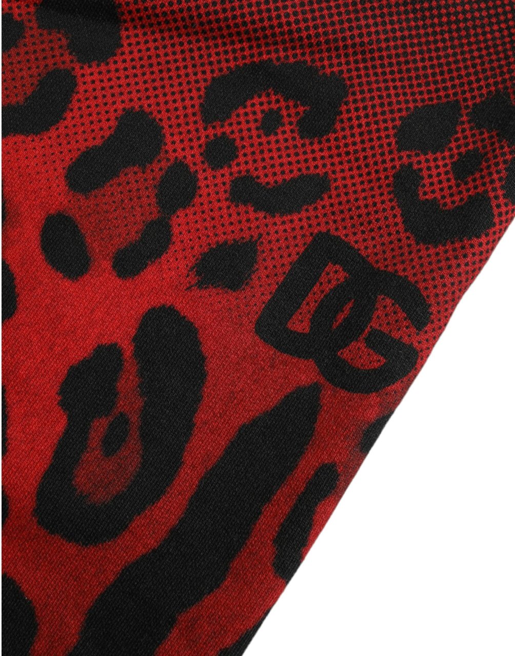 Dolce & Gabbana Red Leopard Print Cotton Bermuda Shorts Zwart