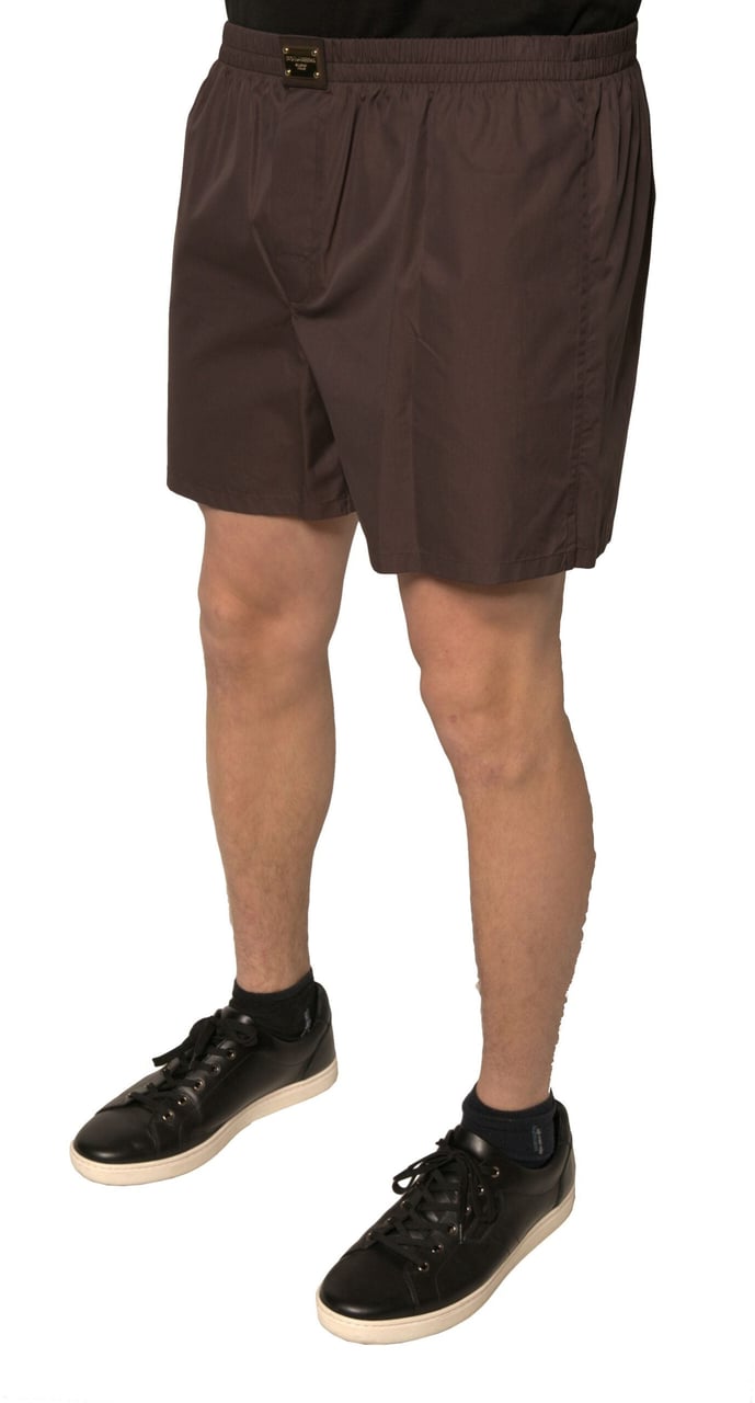 Dolce & Gabbana Brown Cotton Blend Men Mid Waist Shorts Bruin