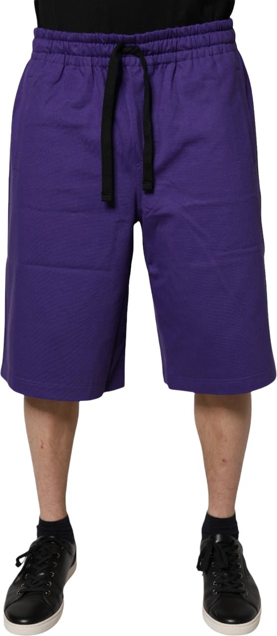 Dolce & Gabbana Purple Cotton Men Bermuda Sweatshorts Shorts Paars