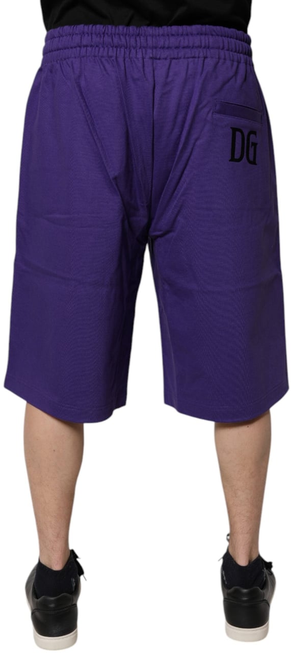 Dolce & Gabbana Purple Cotton Men Bermuda Sweatshorts Shorts Paars