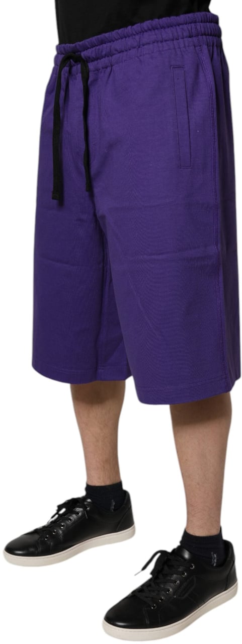 Dolce & Gabbana Purple Cotton Men Bermuda Sweatshorts Shorts Paars