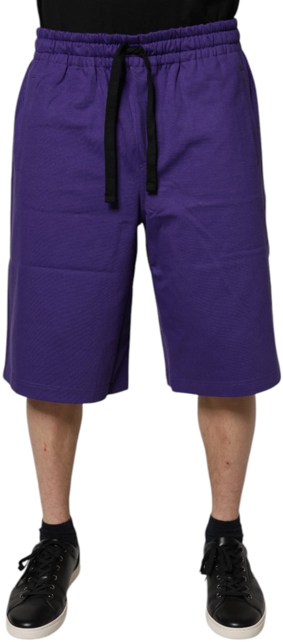 Dolce & Gabbana Purple Cotton Men Bermuda Sweatshorts Shorts Paars