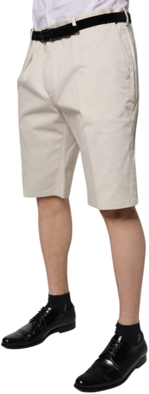 Dolce & Gabbana Beige Cotton Stretch Mid Waist Bermuda Shorts Beige