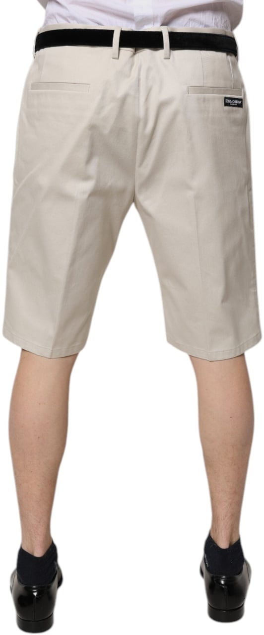 Dolce & Gabbana Beige Cotton Stretch Mid Waist Bermuda Shorts Beige