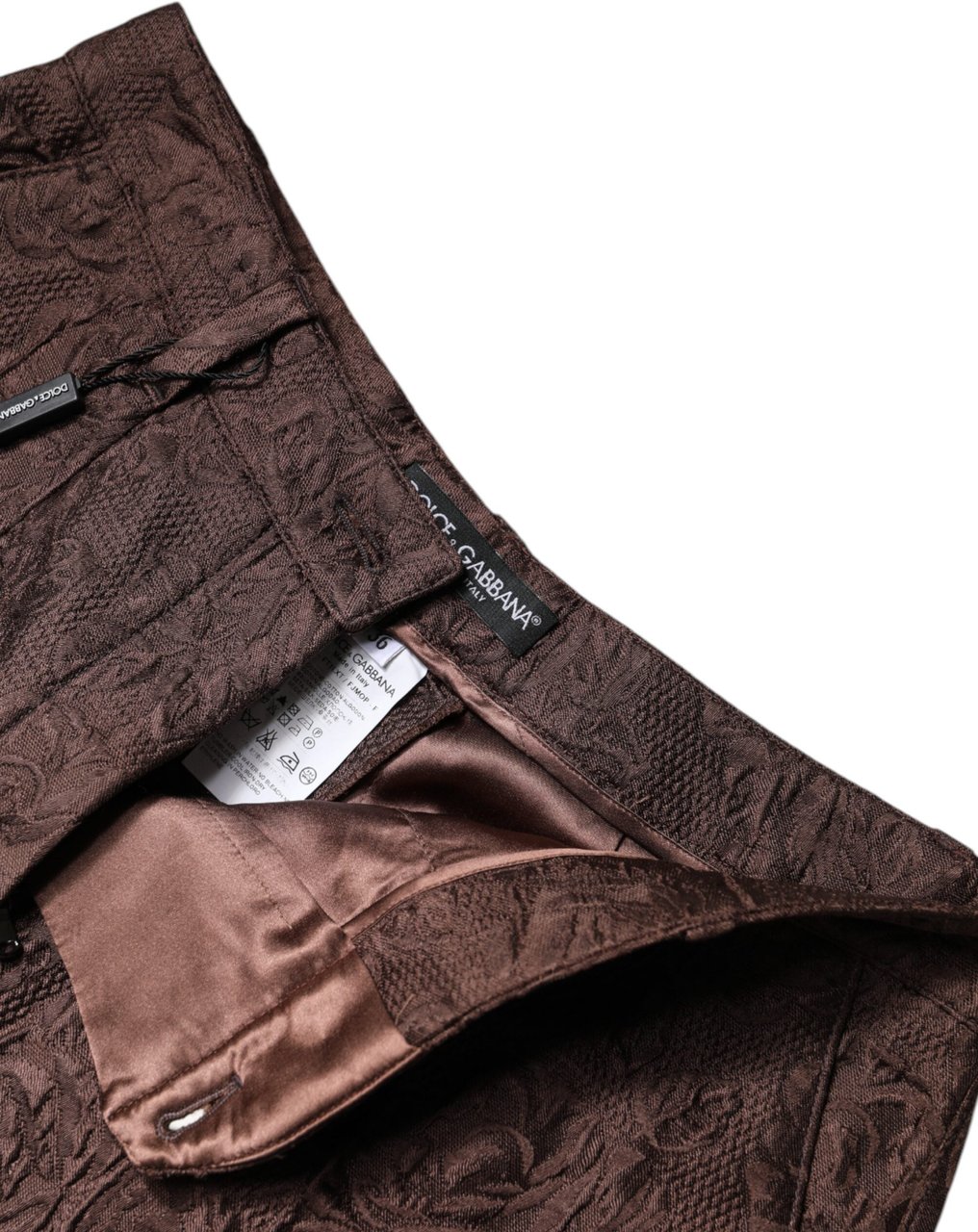Dolce & Gabbana Brown Floral Brocade Mid Waist Mini Short Bruin