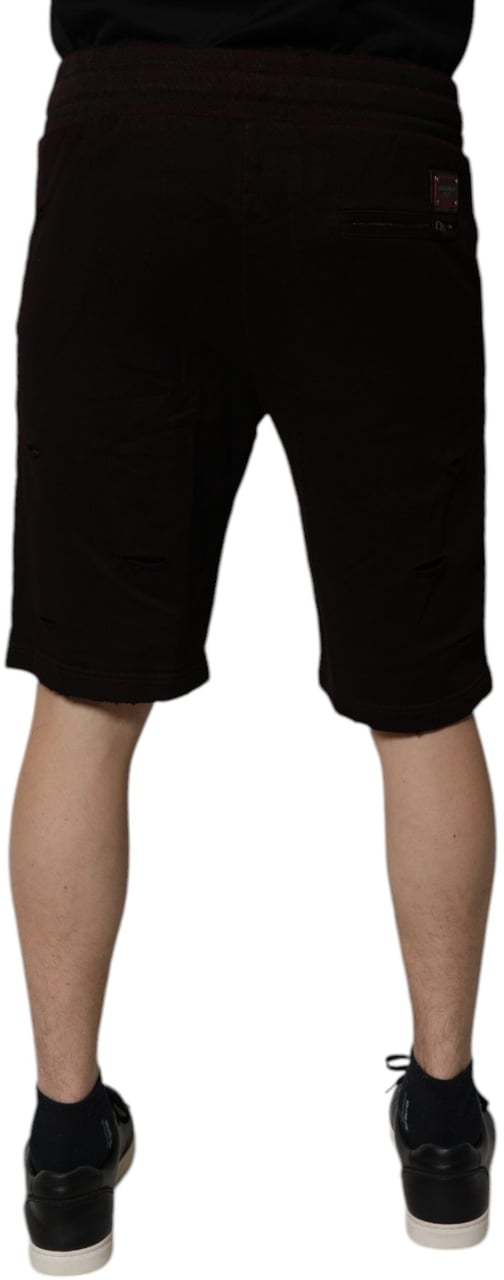 Dolce & Gabbana Maroon Cotton Sweatshorts Men Bermuda Shorts Zwart