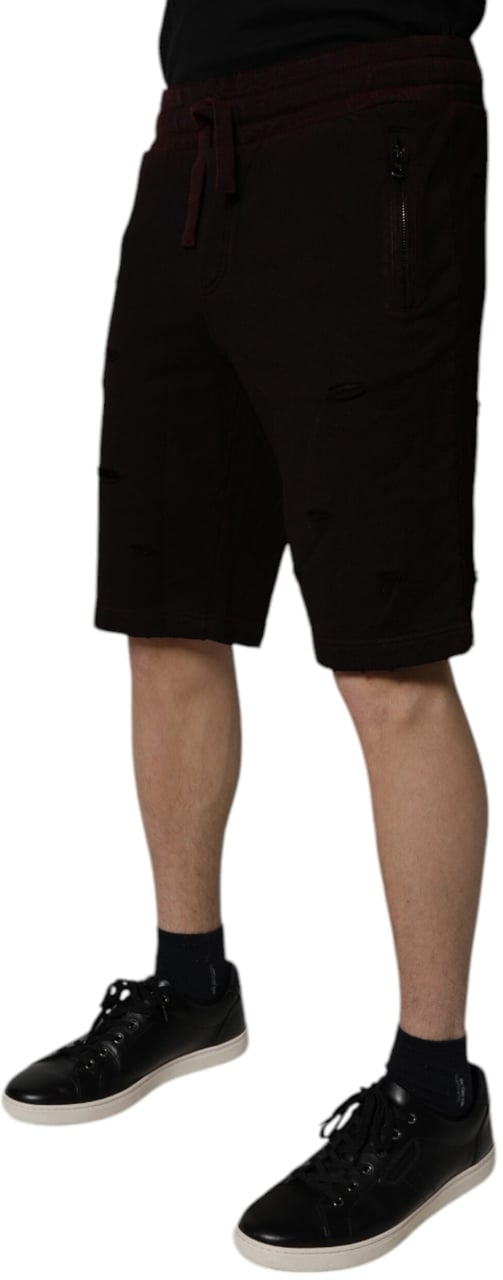 Dolce & Gabbana Maroon Cotton Sweatshorts Men Bermuda Shorts Zwart