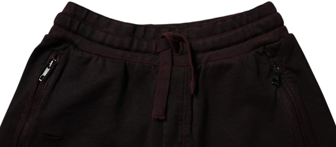 Dolce & Gabbana Maroon Cotton Sweatshorts Men Bermuda Shorts Zwart