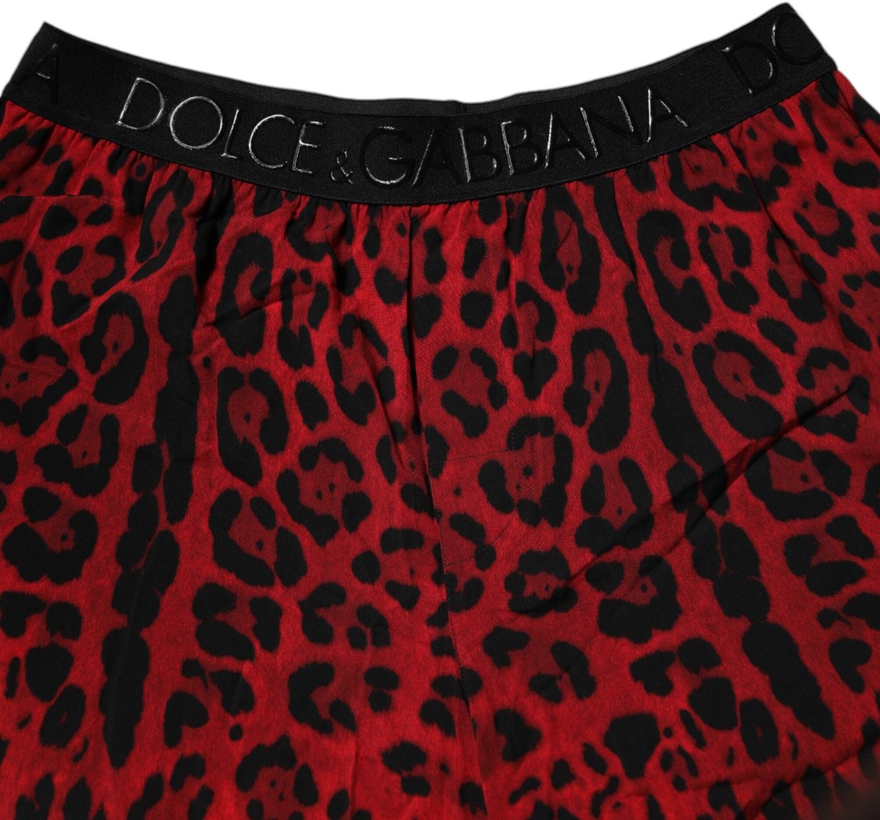 Dolce & Gabbana Red Leopard Print Viscose Bermuda Shorts Rood