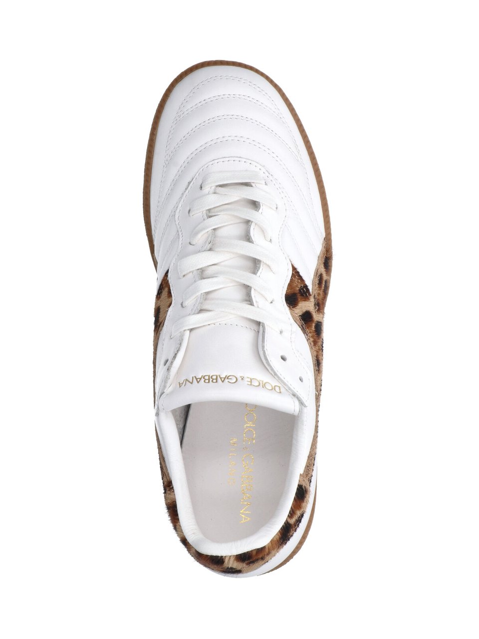 Dolce & Gabbana Leopard Print Detailed Sneakers with Smooth Leather Finish Wit