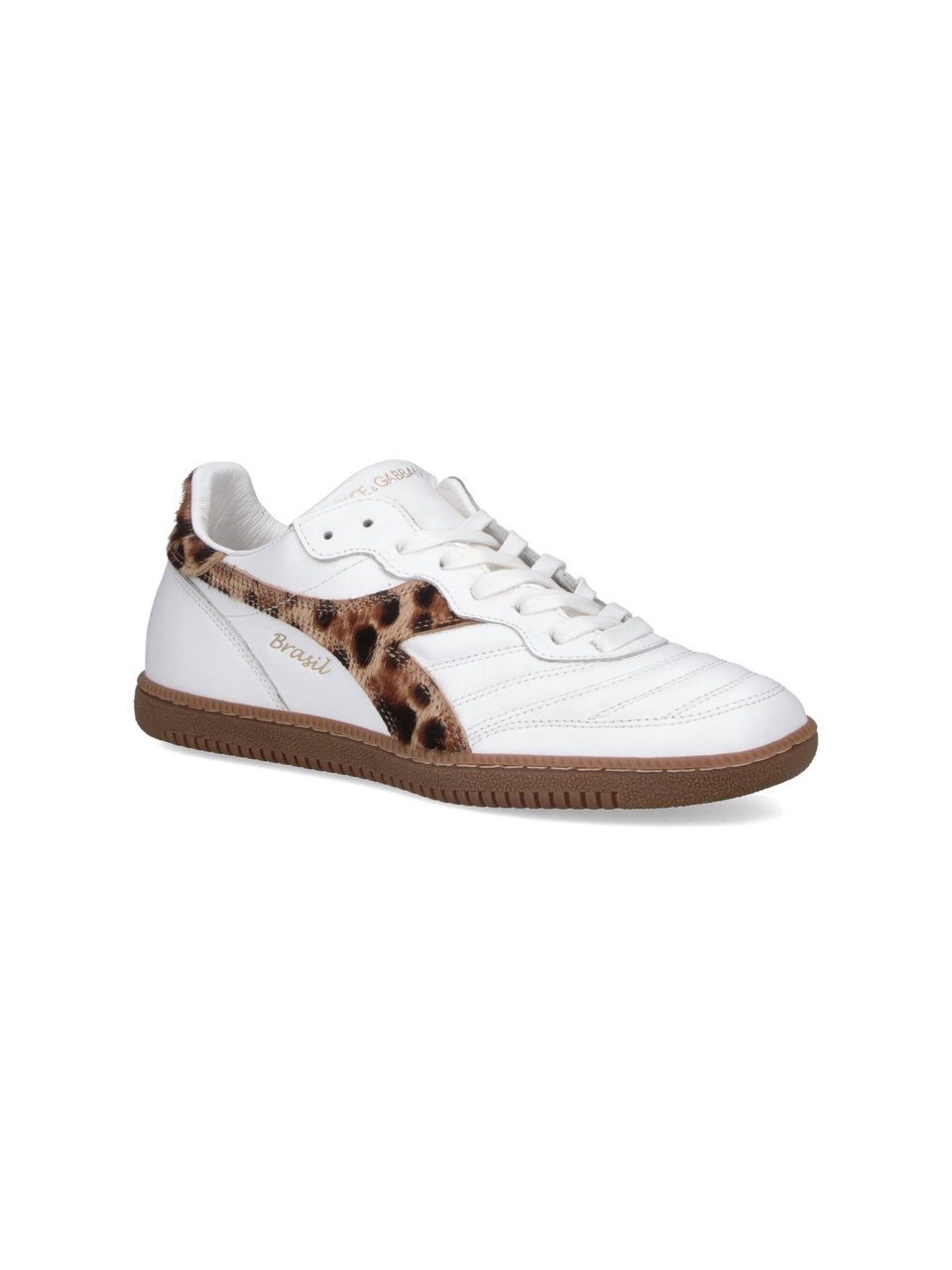 Dolce & Gabbana Leopard Print Detailed Sneakers with Smooth Leather Finish Wit