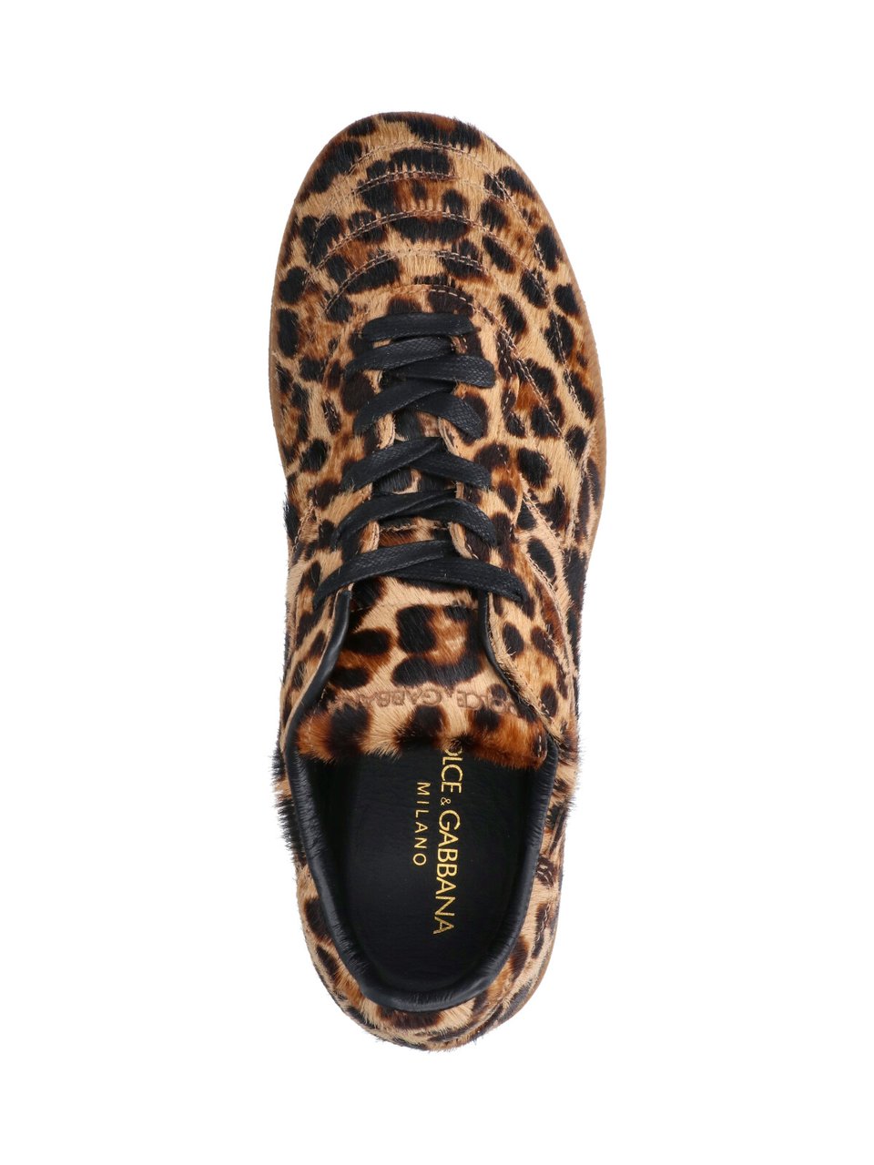 Dolce & Gabbana Leopard Print Sneakers with Textured Fur Finish Bruin