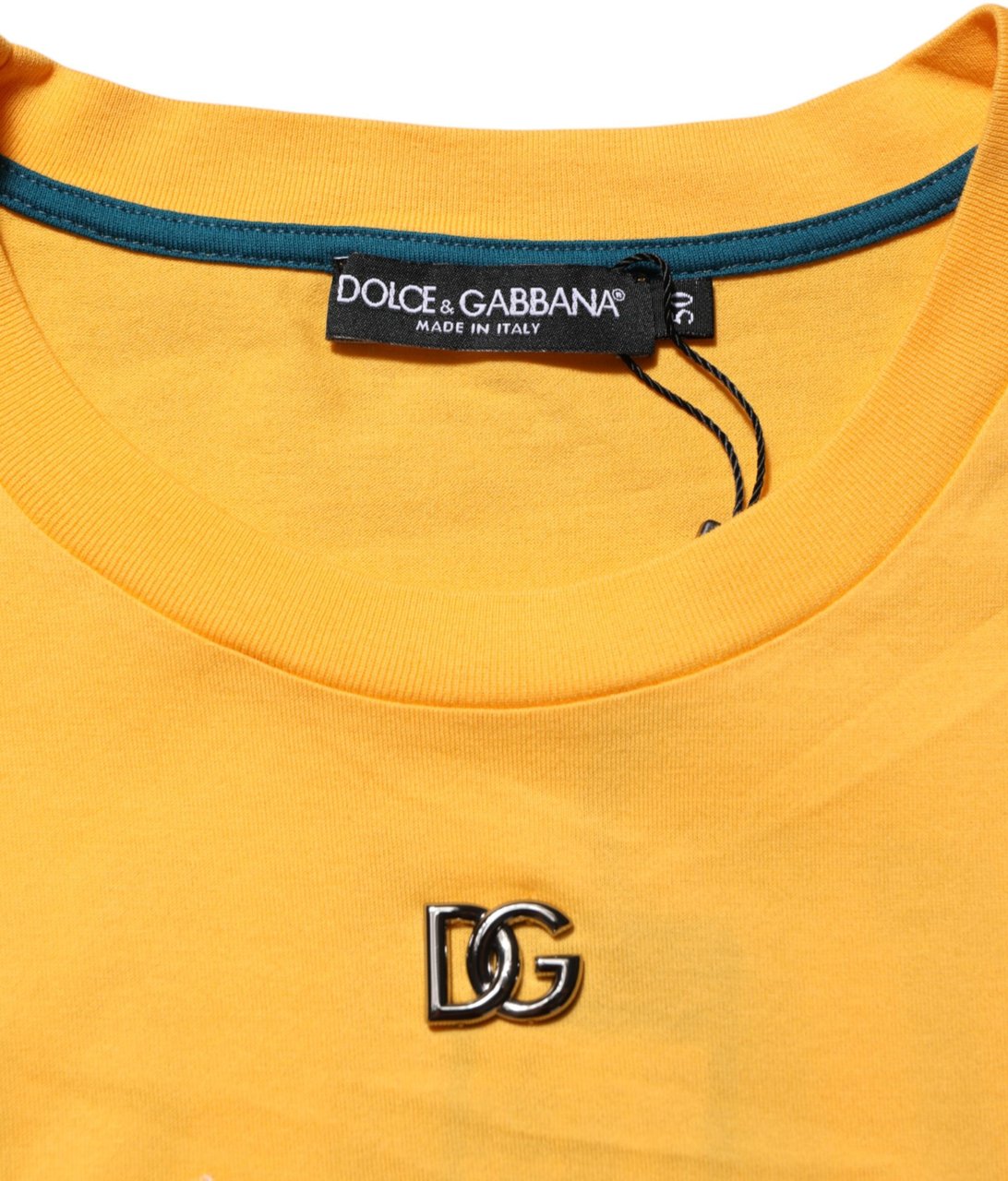 Dolce & Gabbana Yellow Secret Graden Floral Cotton CrewNeck T-shirt Geel