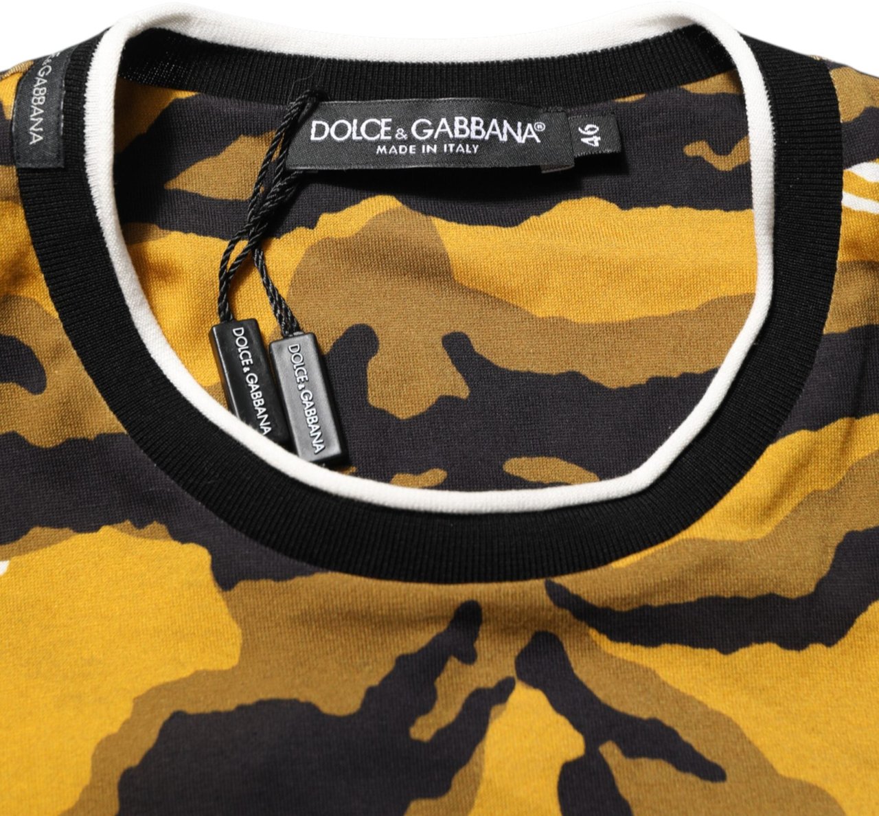 Dolce & Gabbana Multicolor Leopard Palm Leaf Men Crew Neck T-shirt Divers