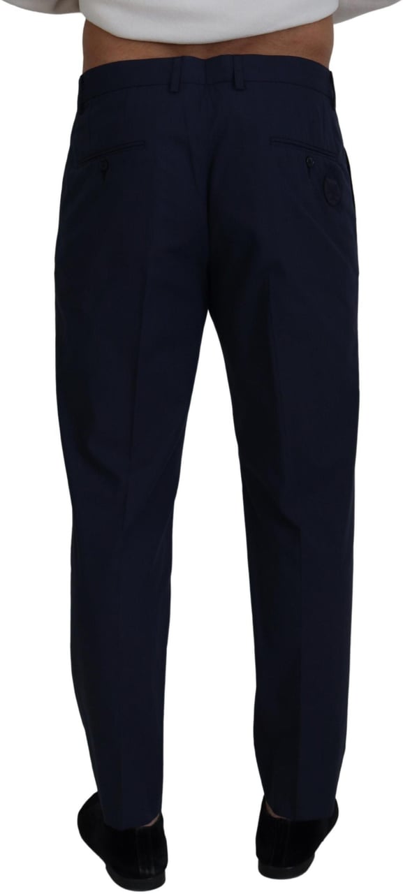 Dolce & Gabbana Blue Cotton Slim Trousers Chinos Pants Blauw