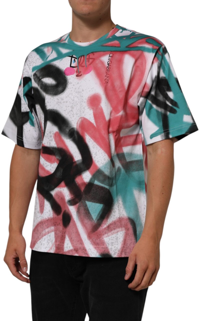 Dolce & Gabbana White Graffiti Crew Neck Short Sleeves T-shirt Wit