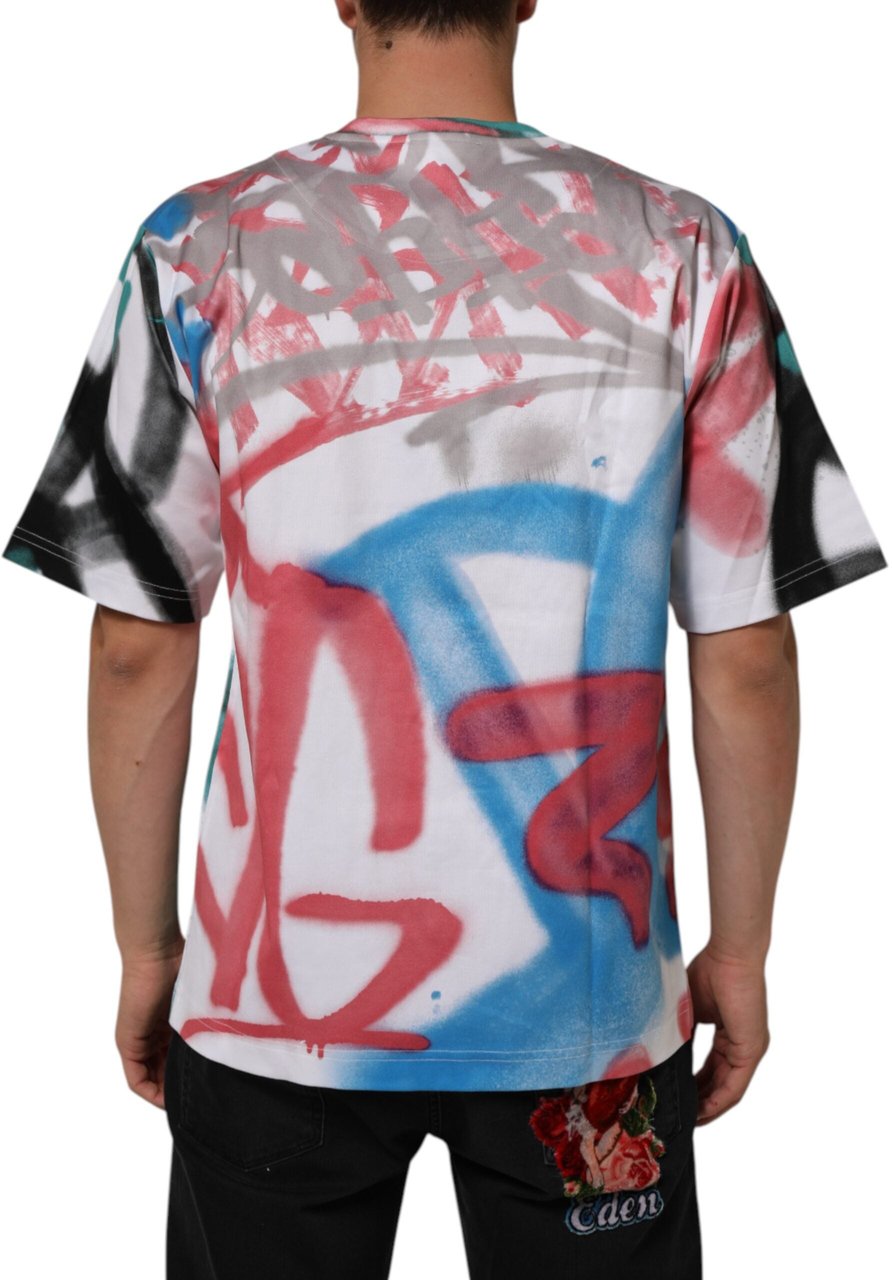 Dolce & Gabbana White Graffiti Crew Neck Short Sleeves T-shirt Wit