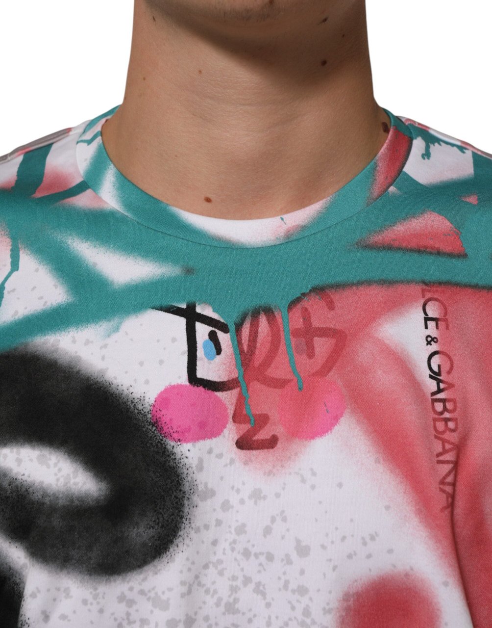 Dolce & Gabbana White Graffiti Crew Neck Short Sleeves T-shirt Wit