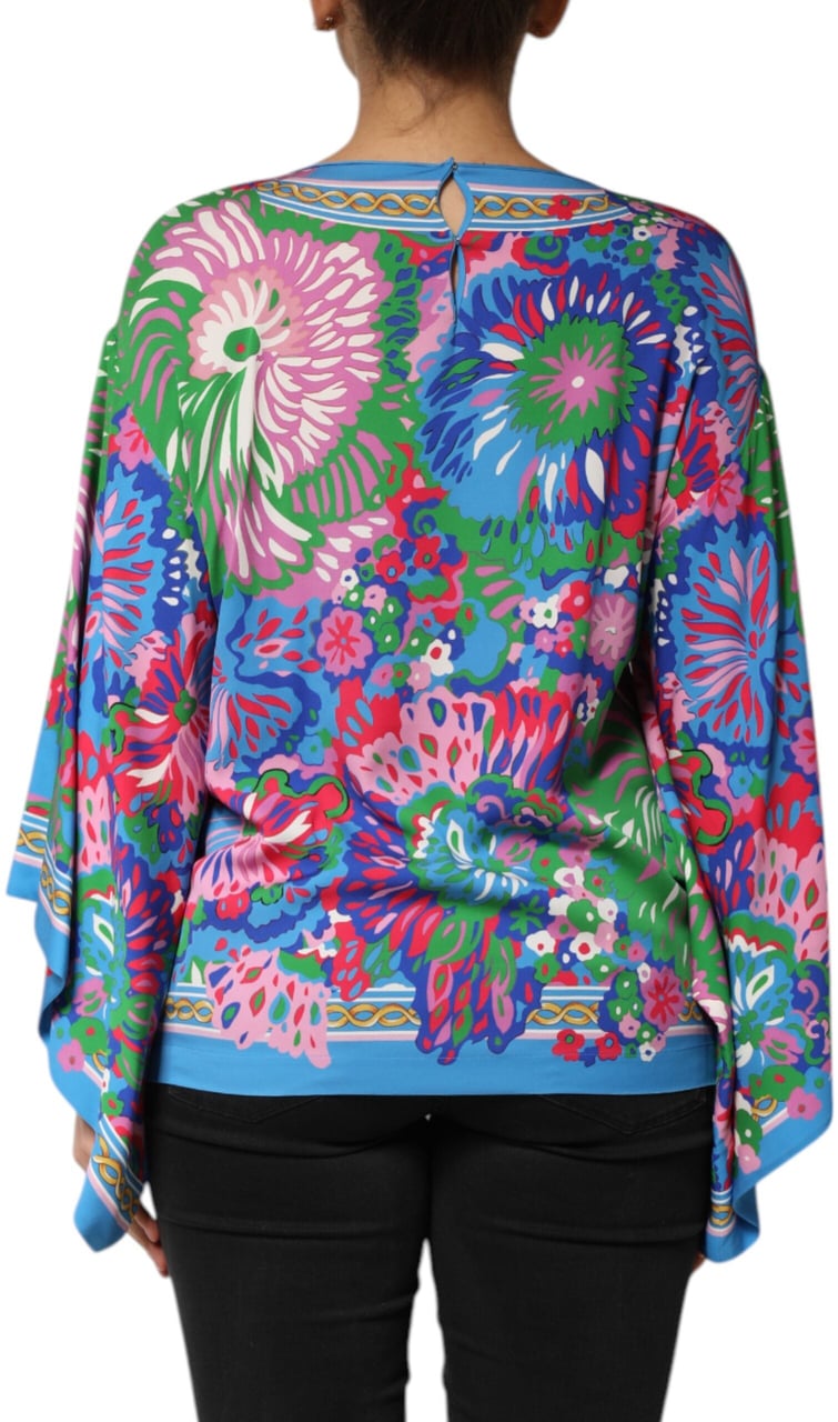 Dolce & Gabbana Multicolor Floral Printed Tunic Blouse Top Divers