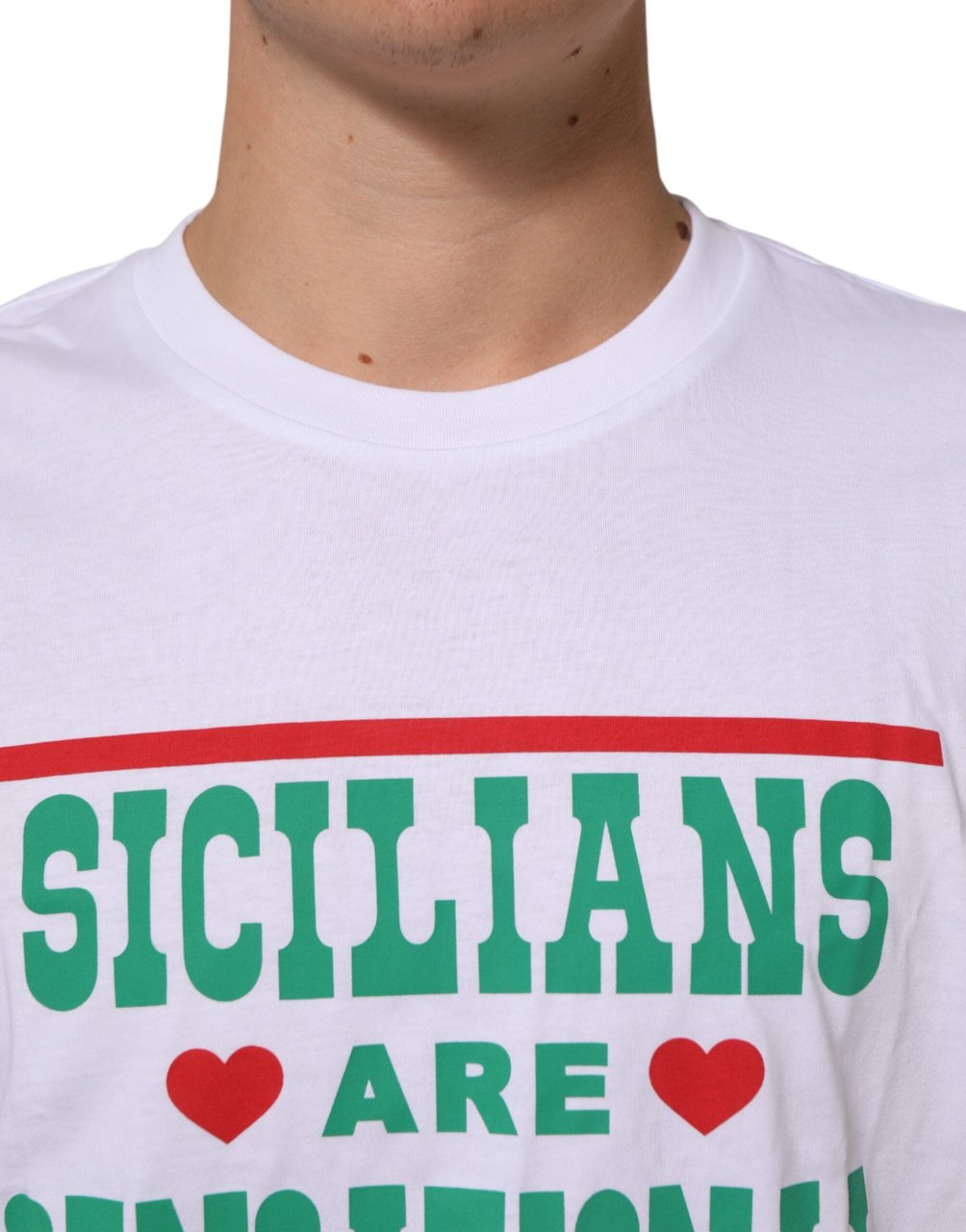 Dolce & Gabbana White Graphic Print Cotton Crew Neck T-shirt Wit