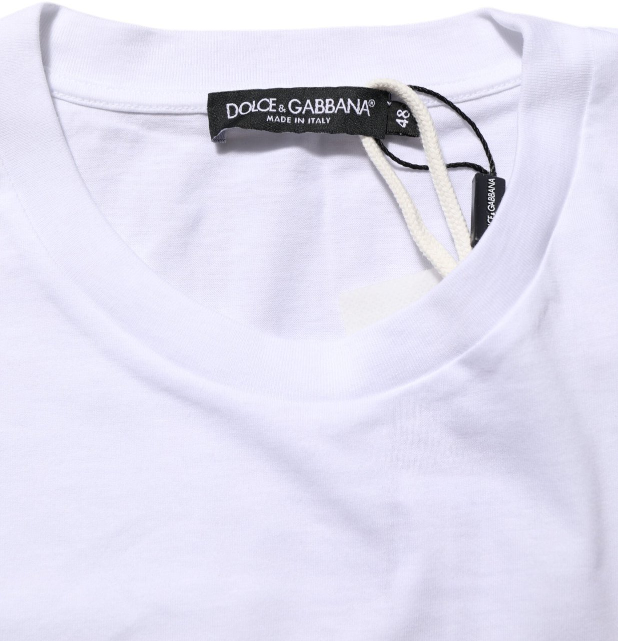 Dolce & Gabbana White Graphic Print Cotton Crew Neck T-shirt Wit