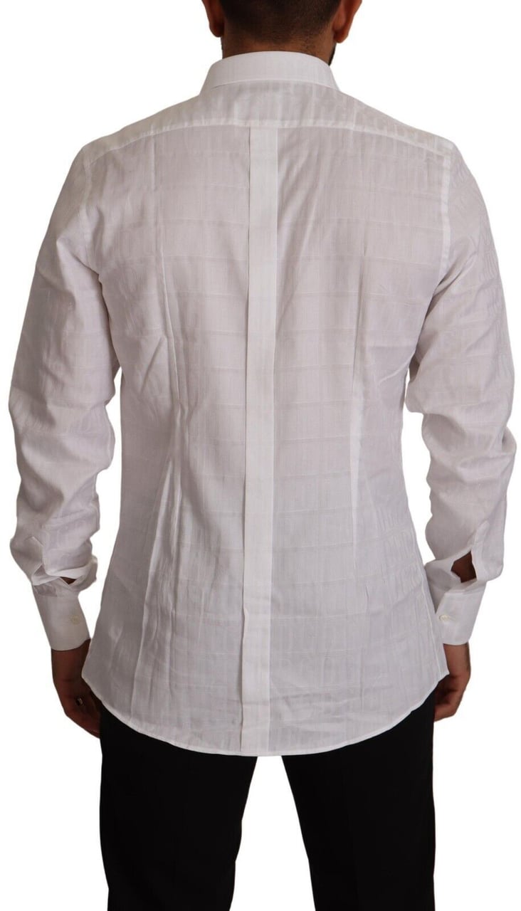 Dolce & Gabbana White GOLD Cotton Slim Fit Dress Formal Shirt Wit