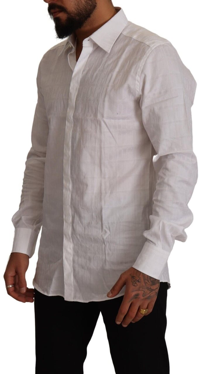 Dolce & Gabbana White GOLD Cotton Slim Fit Dress Formal Shirt Wit