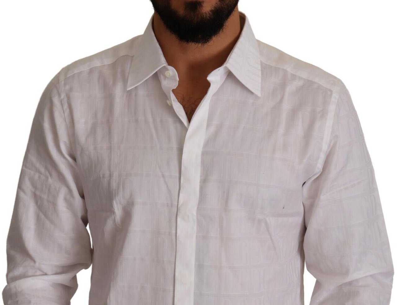 Dolce & Gabbana White GOLD Cotton Slim Fit Dress Formal Shirt Wit