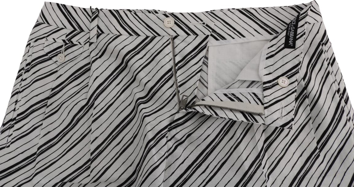 Dolce & Gabbana White Black Striped Casual Shorts Zwart