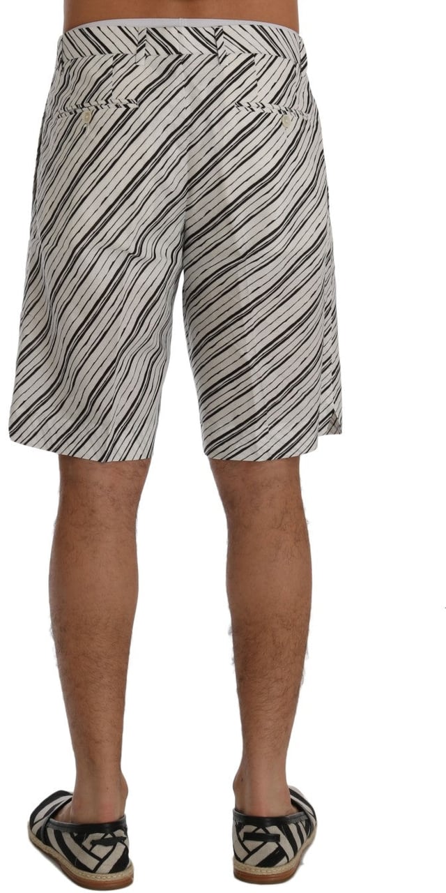 Dolce & Gabbana White Black Striped Casual Shorts Zwart