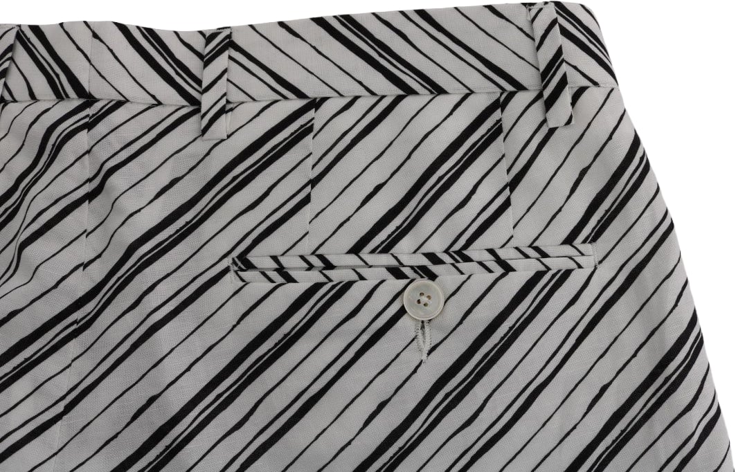 Dolce & Gabbana White Black Striped Casual Shorts Zwart