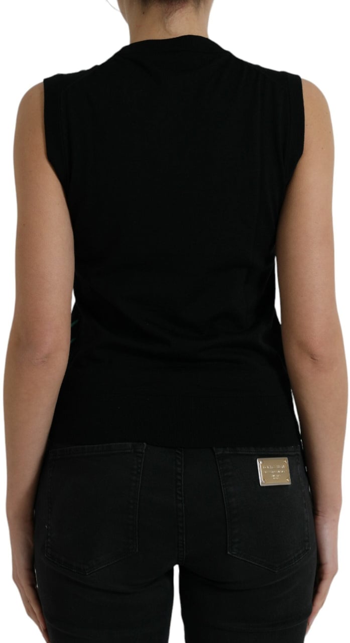 Dolce & Gabbana Black Jungle Crew Neck Sleeveless Tank Top Zwart
