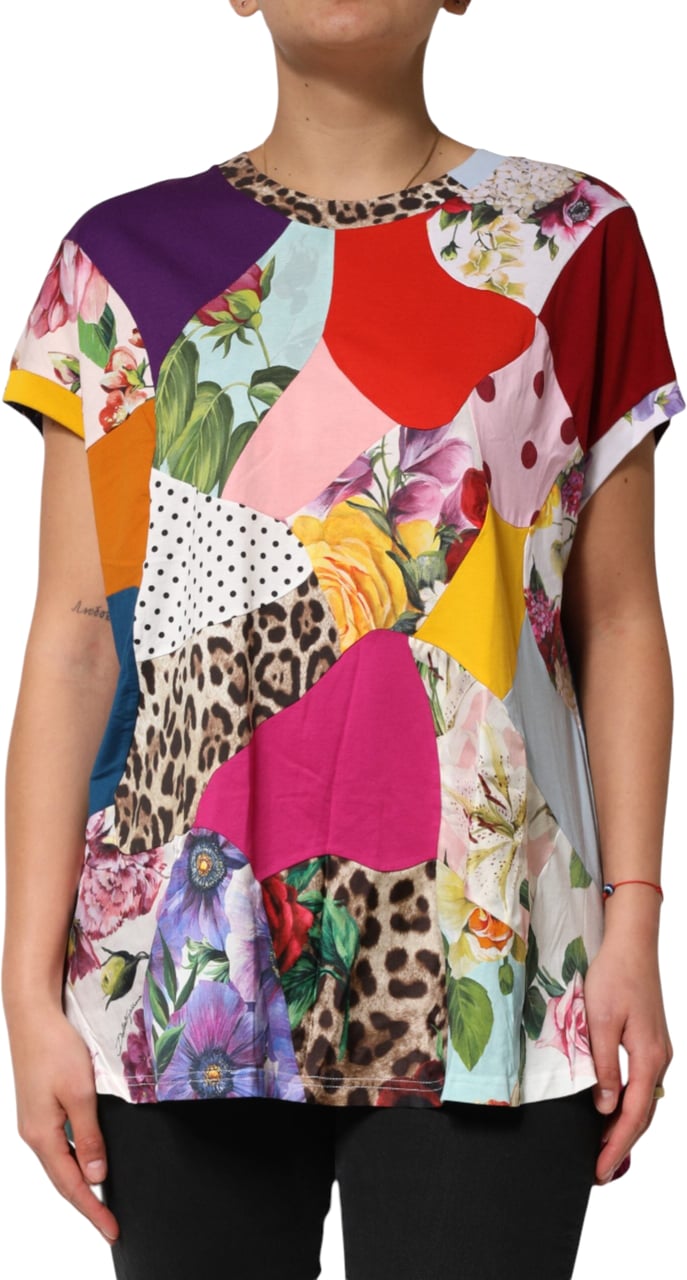 Dolce & Gabbana Multicolor Patchwork Cotton Silk Blouse Top Divers