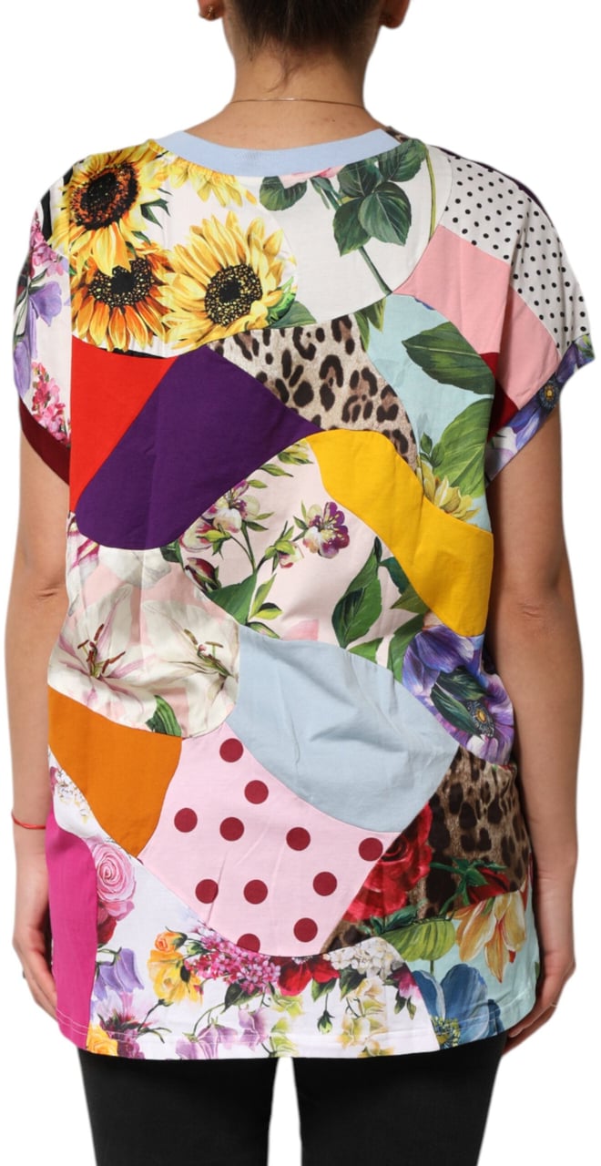 Dolce & Gabbana Multicolor Patchwork Cotton Silk Blouse Top Divers