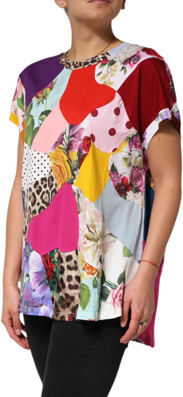 Dolce & Gabbana Multicolor Patchwork Cotton Silk Blouse Top Divers