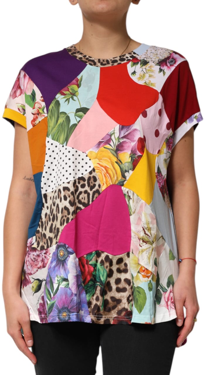 Dolce & Gabbana Multicolor Patchwork Cotton Silk Blouse Top Divers
