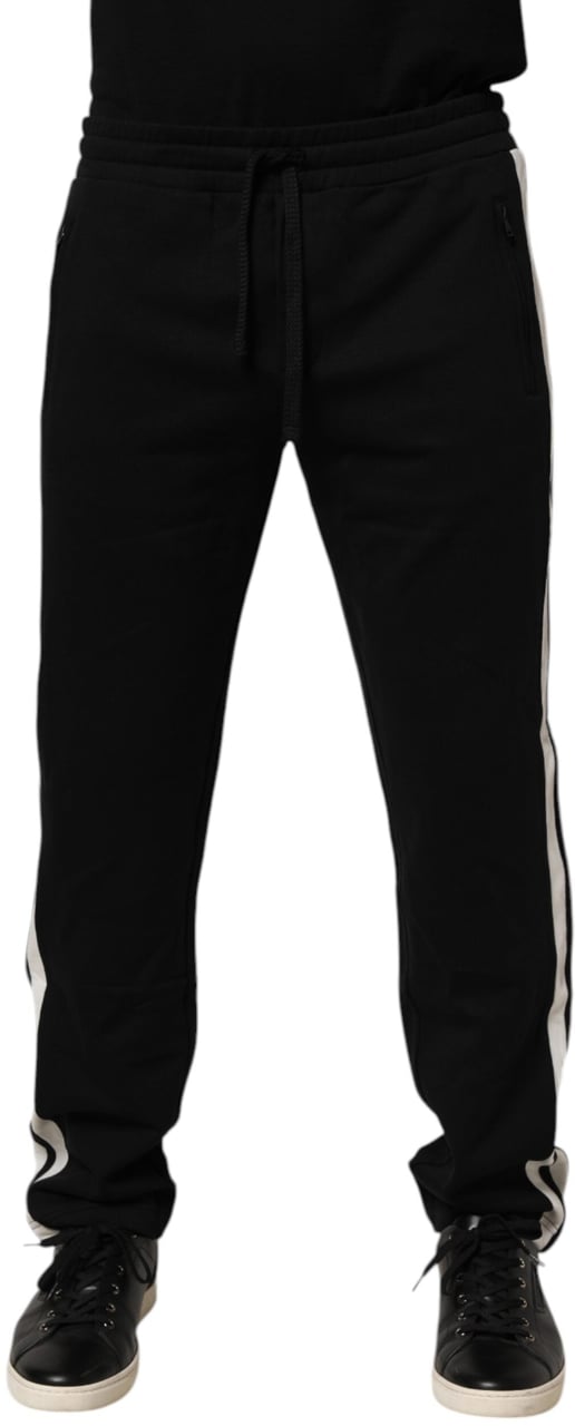 Dolce & Gabbana Black Cotton Jogger Sweatpants Trouser Pants Zwart