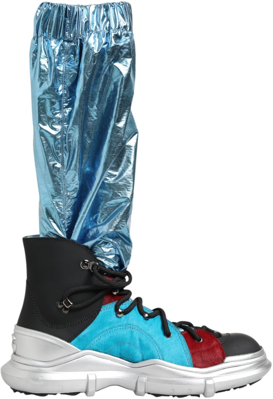 Dolce & Gabbana Blue Lace Up Over The Knee Socks Men Boots Shoes Blauw