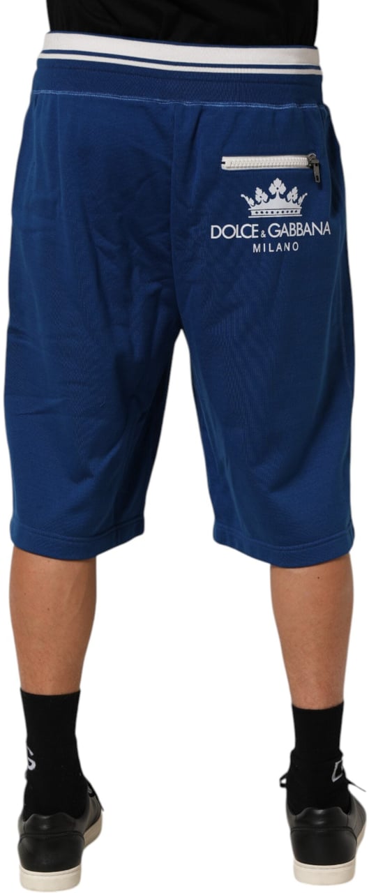 Dolce & Gabbana Blue Cotton Blend Bermuda Sweatpants Shorts Blauw