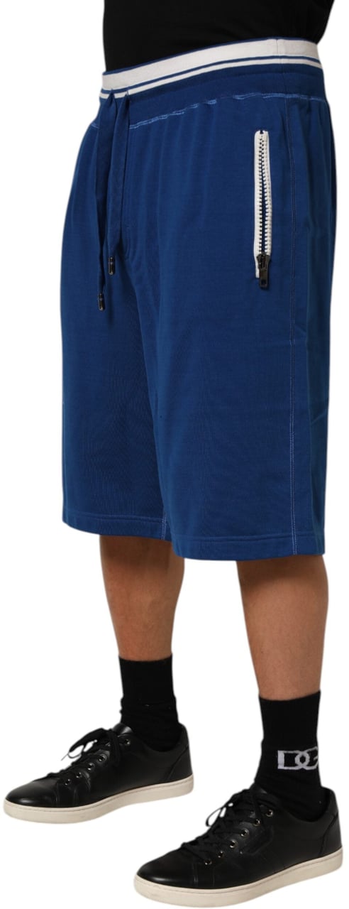 Dolce & Gabbana Blue Cotton Blend Bermuda Sweatpants Shorts Blauw
