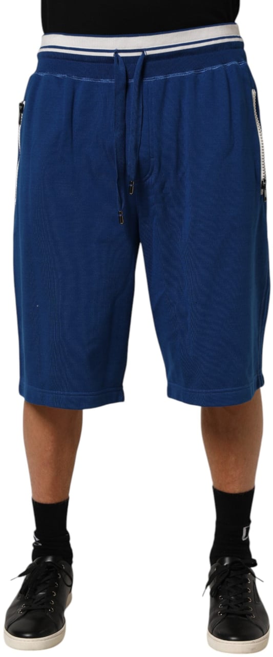 Dolce & Gabbana Blue Cotton Blend Bermuda Sweatpants Shorts Blauw