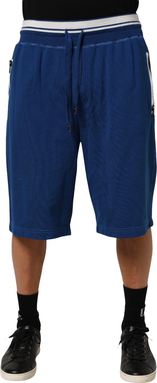 Dolce & Gabbana Blue Cotton Blend Bermuda Sweatpants Shorts Blauw