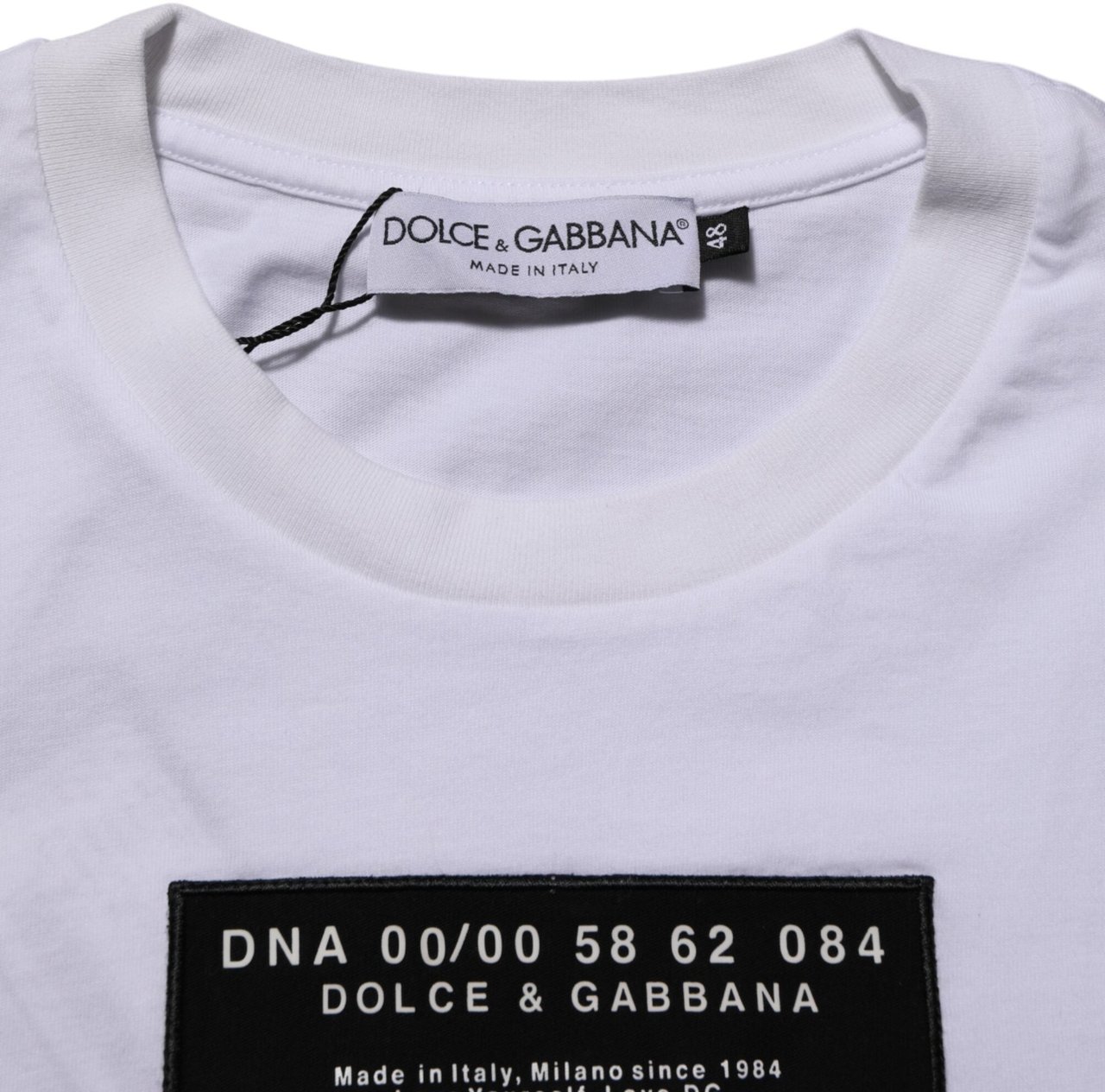 Dolce & Gabbana White Cotton Logo Print Crew Neck Men T-shirt Wit