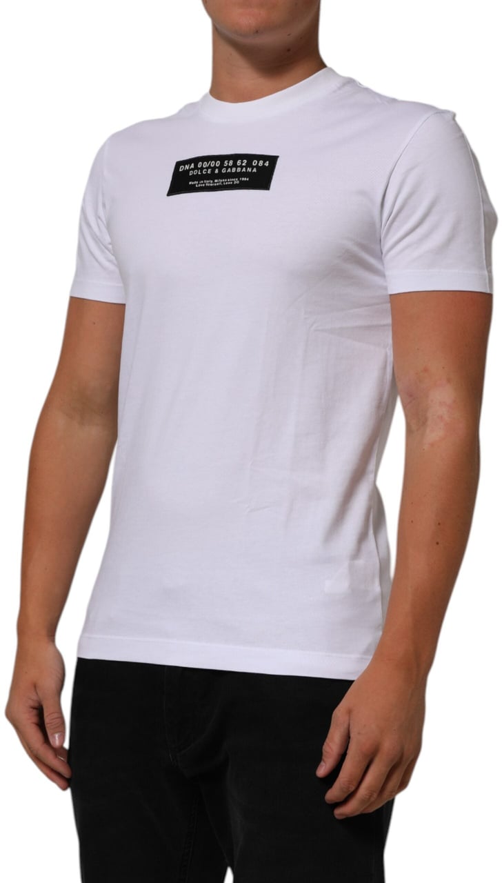 Dolce & Gabbana White Cotton Logo Print Crew Neck Men T-shirt Wit