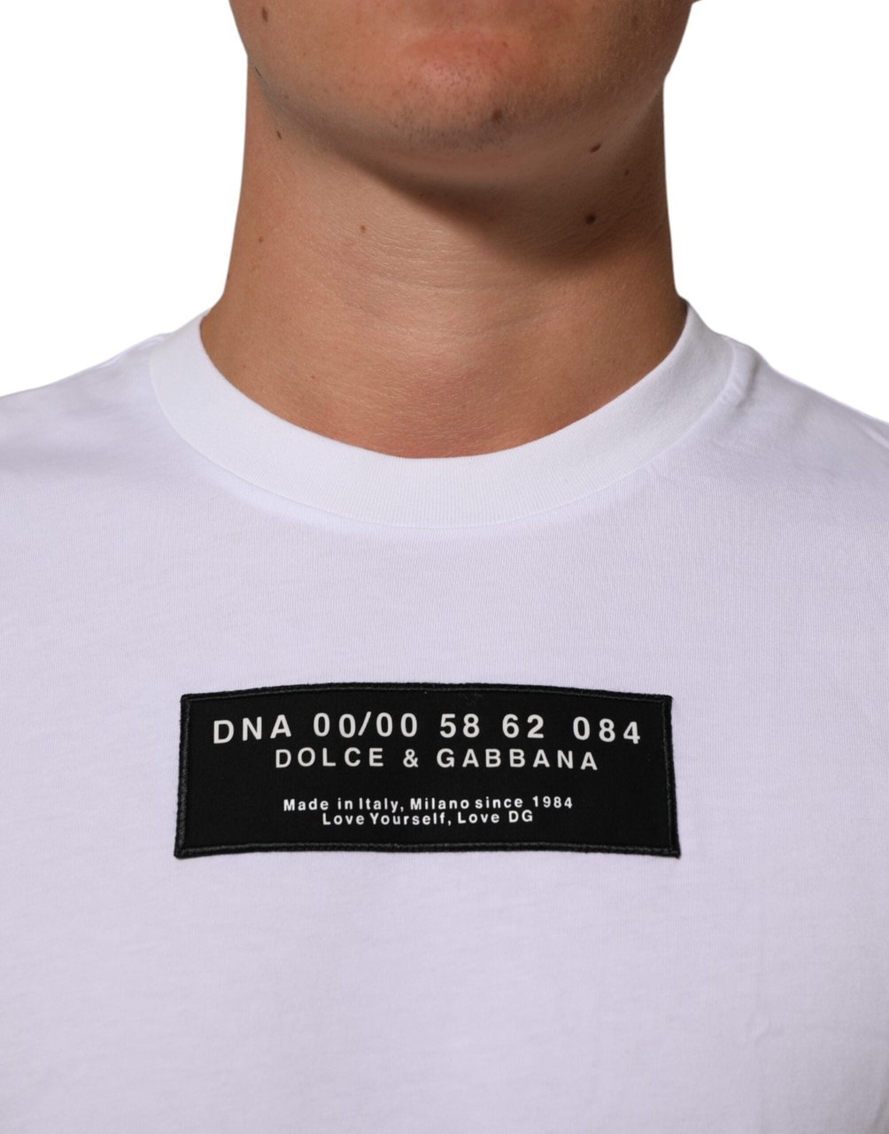 Dolce & Gabbana White Cotton Logo Print Crew Neck Men T-shirt Wit