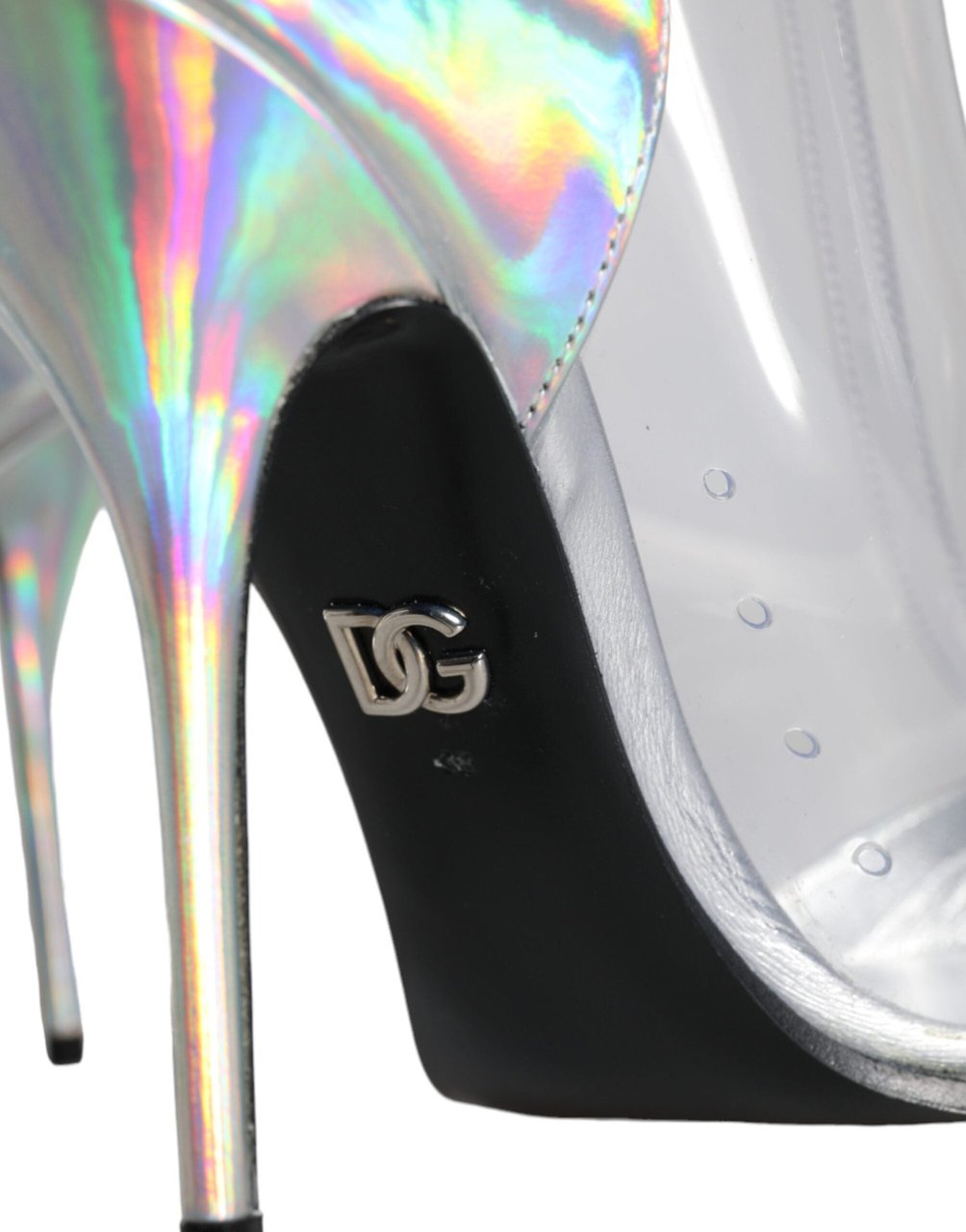 Dolce & Gabbana Silver Iridescent PVC Pointed Short Boots Shoes Zilver