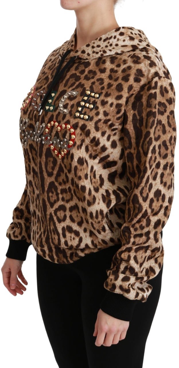 Dolce & Gabbana Brown Hooded Studded Ayers Leopard Sweater Bruin